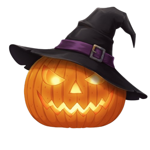Halloween Jack-o'-lantern with witch hat